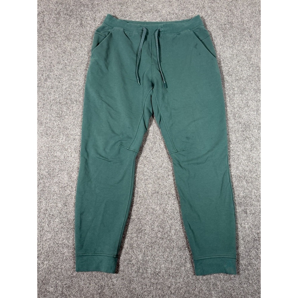 Lululemon City Sweat Jogger Pant Mens Large Green Jasper Tepered Stretch Gym